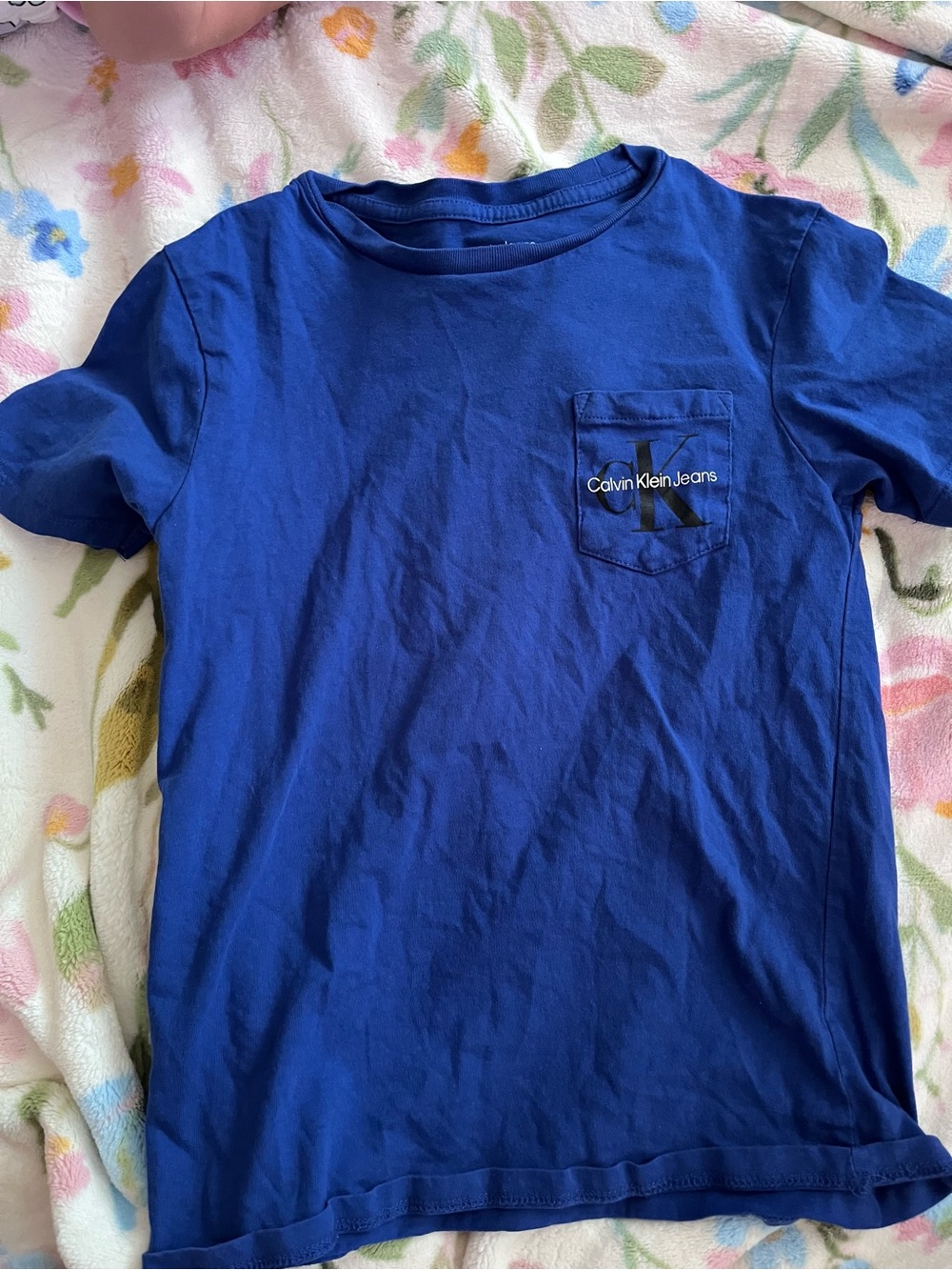 Calvin Klein Royal Blue Pocket Tee Boys S 8